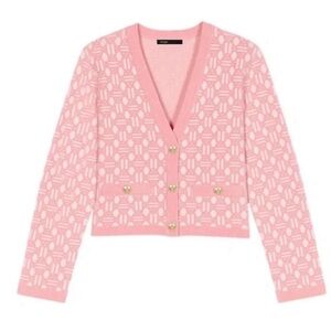 Maje Clover V-Neck Cardigan Sweater